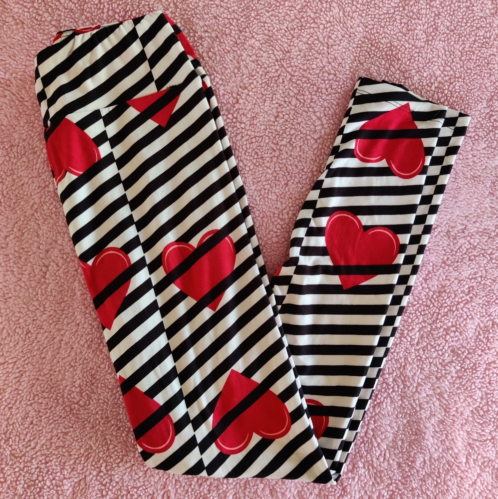 Lularoe Heart Striped Leggings